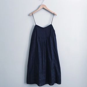 J. Crew Pintuck Cotton Sundress in Navy Blue